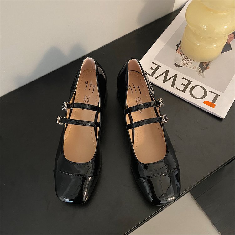 Phụ nữ giày cao gót vuông ngón chân dày thời trang mules size 35-39