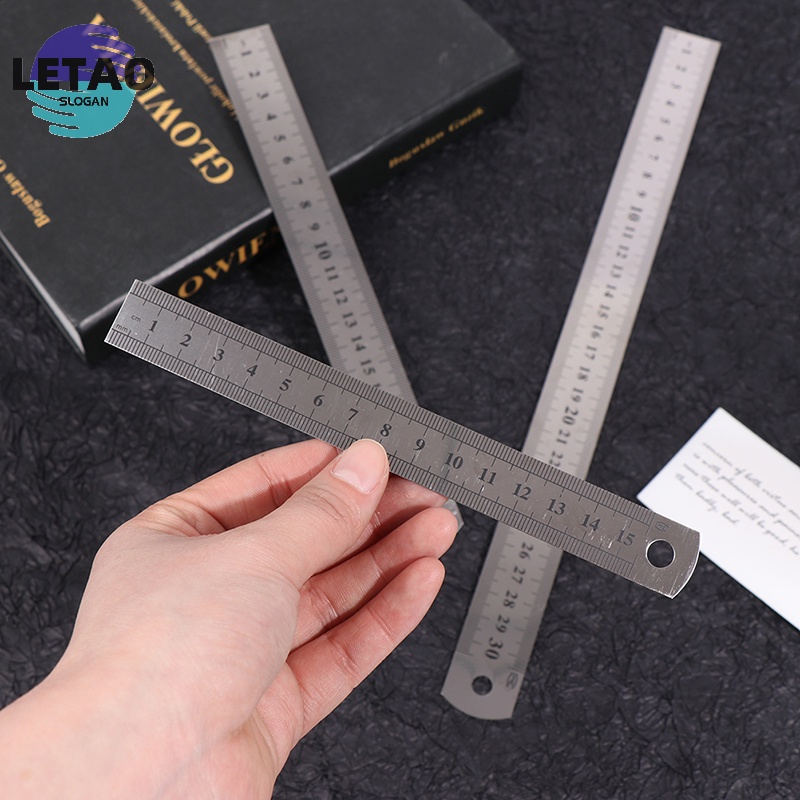3 cái thước thép không gỉ cho văn phòng trường kỹ thuật 15cm/20cm/30cm mới