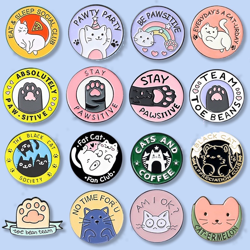 Huy Hiệu Cài Áo Hình Chân Mèo Hoạt Hình Tráng Men 21 Kiểu Dễ Thương Làm Quà Tặng Cho Bạn Bè