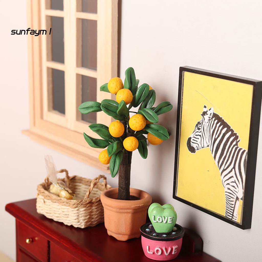 Cây Bonsai Mini Không Phai Màu Siêu Nhẹ Trang Trí Nhà Búp Bê 1: 12