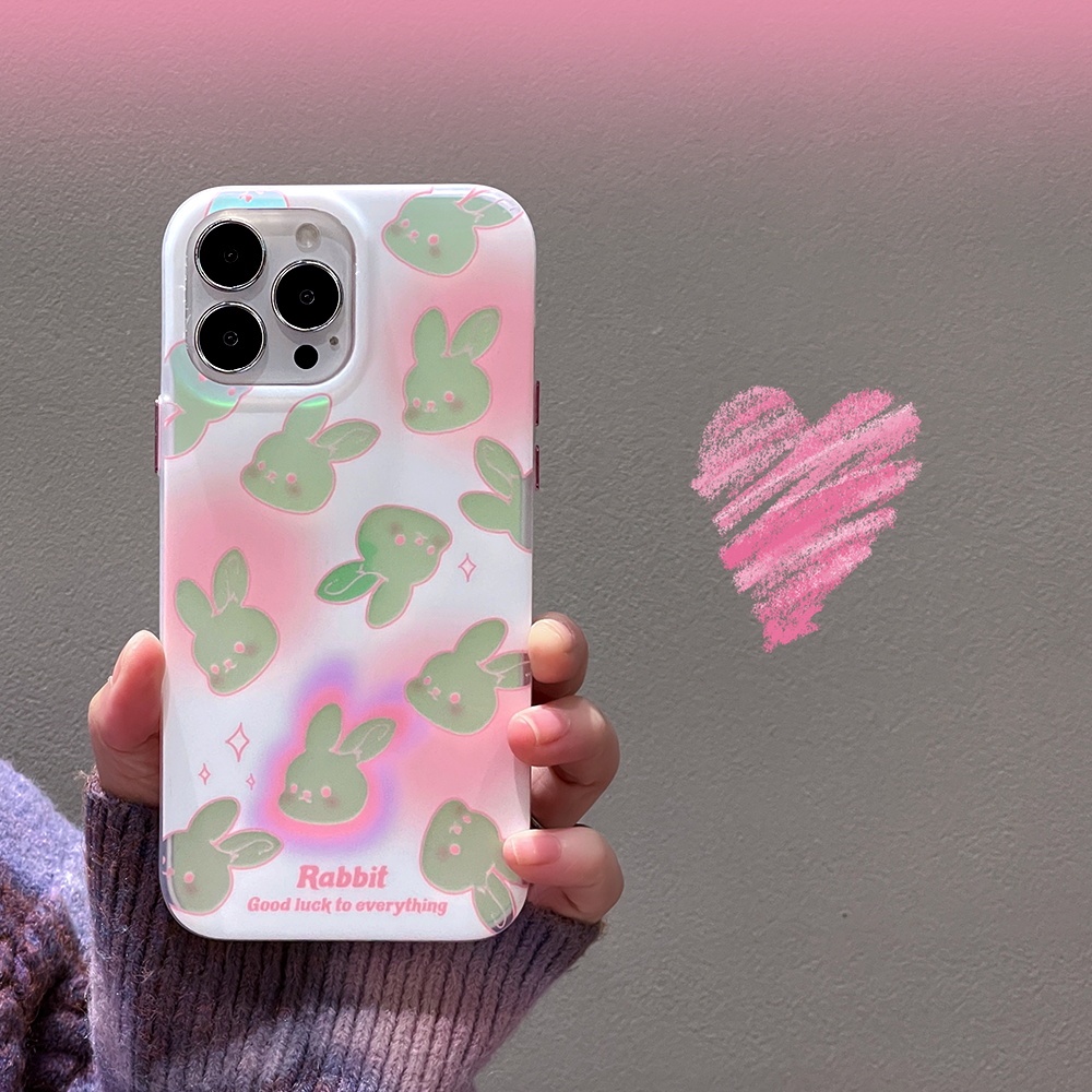 Ốp Điện Thoại IMD Mềm Dày Dặn Chống Sốc Hình Thỏ Dễ Thương Cho IPhone 14 13 12 11 Pro Max