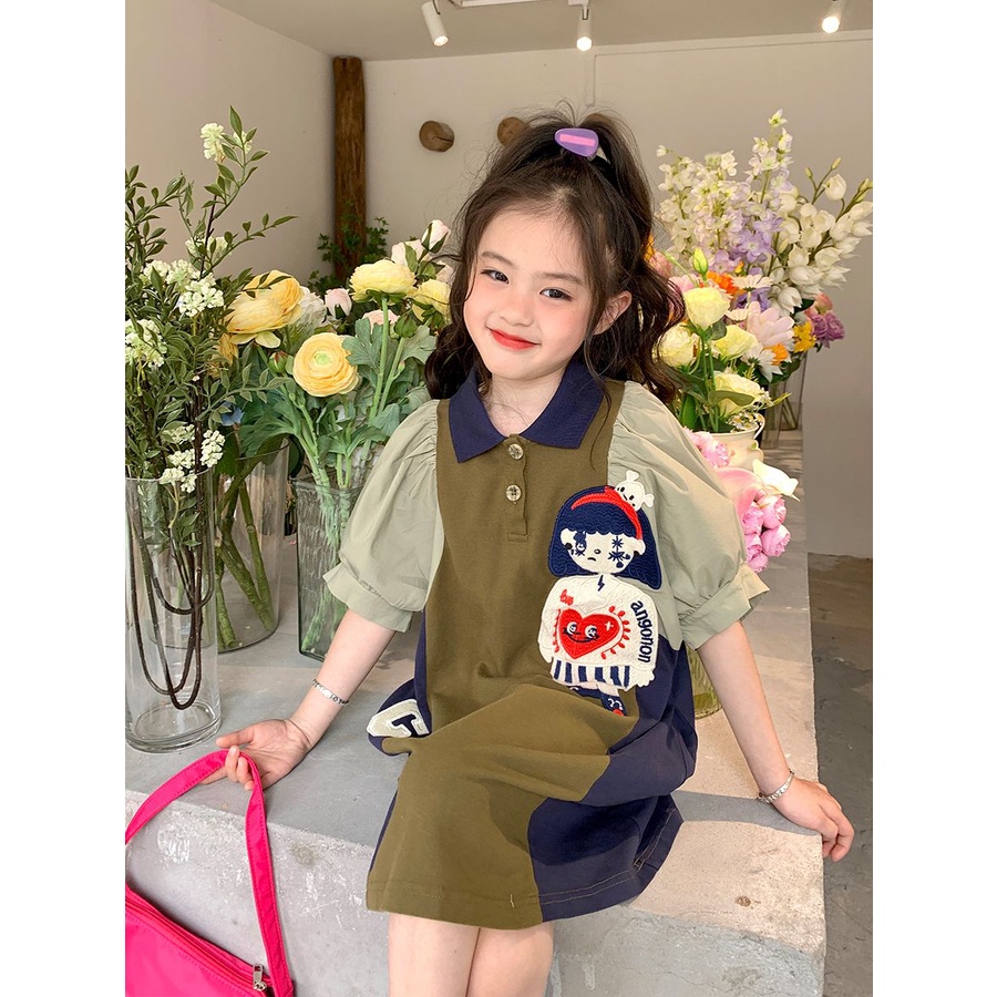 2023 Áo Thun Polo Tay Ngắn Phong Cách Hàn Quốc Thời Trang Mùa Hè Mới Dành Cho Bé Gái