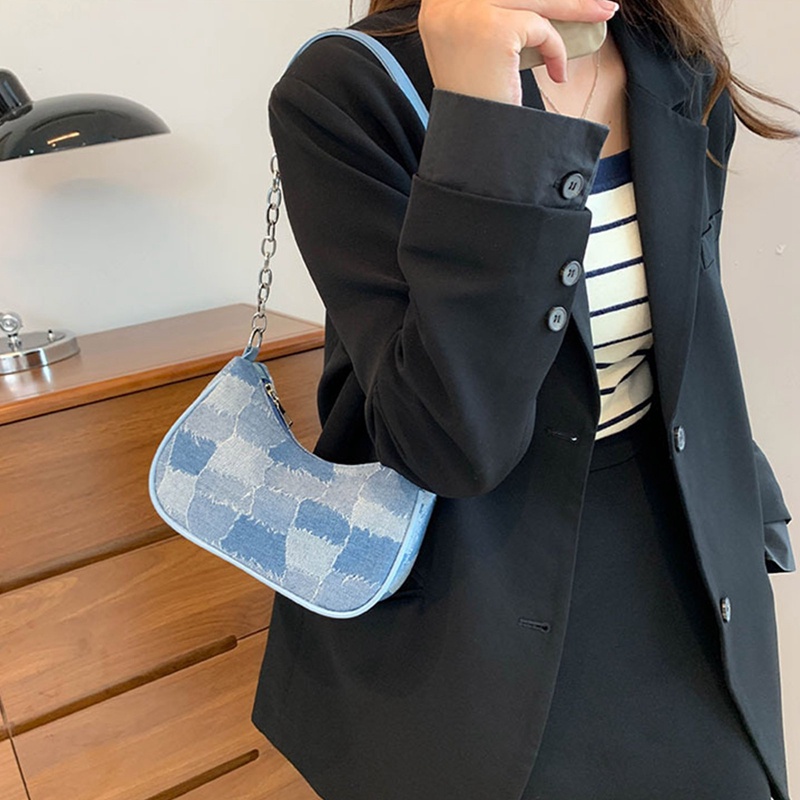 Túi Xách Denim In Họa Tiết Phong Cách Cổ Điển Thanh Lịch Dành Cho Nữ