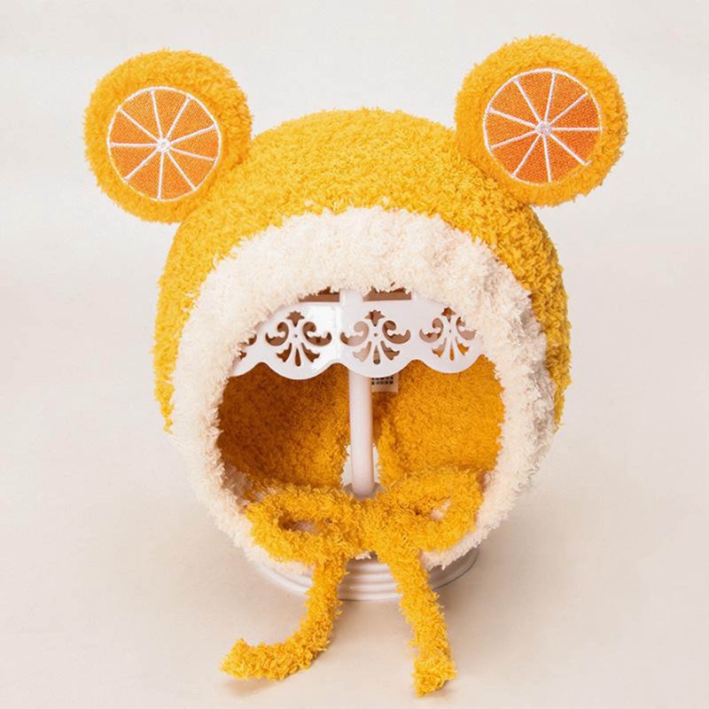 Mũ Beanie Màu Trơn Giữ Ấm Tai Gấu Dễ Thương Cho Bé