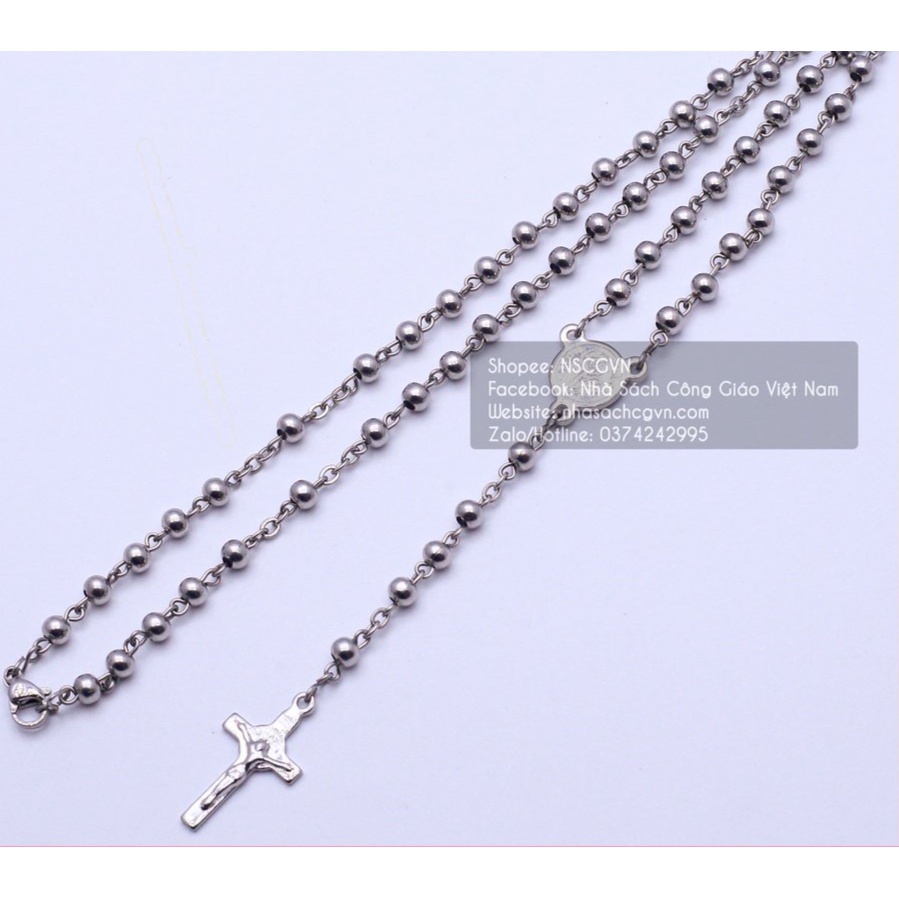 Vòng Mân Côi - Chuỗi Tràng hạt 50 inox tròn 4ly NS94 Quà tặng Công Giáo