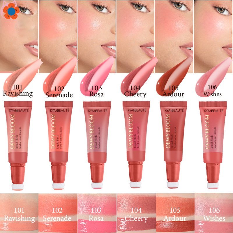 Phấn Má Hồng Dạng Lỏng Màu Lì Tích Hợp Cọ Trang Điểm Đa Năng Chống Thấm Nước