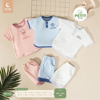 Bộ cộc tay hãng moon chất liệu petit, bamboo size 9m-36m