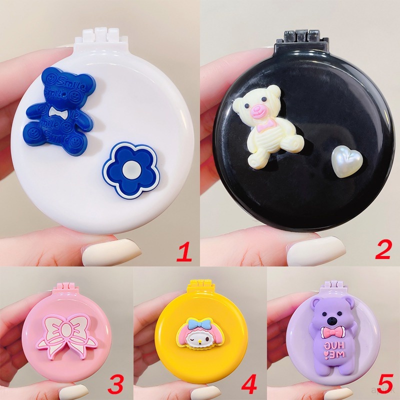 Lược Gấp Kèm Gương Tròn In Họa Tiết Hoạt Hình Dễ Thương