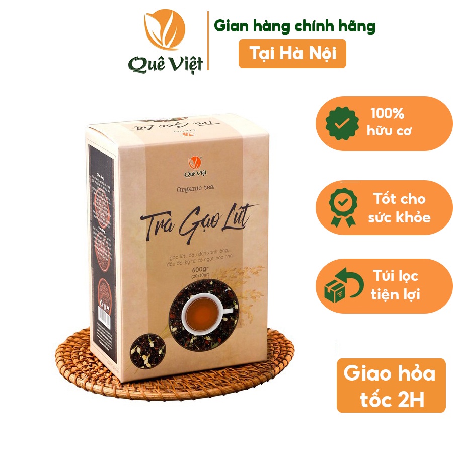 Trà gạo lứt Quê Việt thanh lọc gan giải độc cơ thể nguyên liệu 100% tự nhiên 600gr