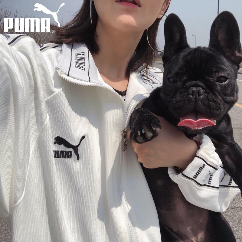 Áo Khoác Thể Thao Puma 100% Màu Trắng Cổ Đứng Thiết Kế Đơn Giản Cho Nam Và Nữ