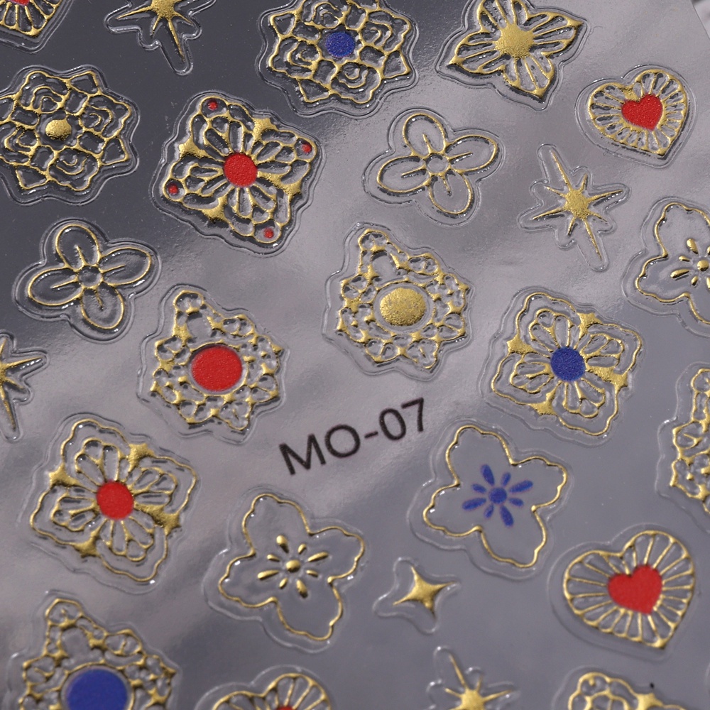 Nhãn Dán Trang Trí Móng Tay Họa Tiết Mặt Trăng / Ngôi Sao Dập Nổi 5D Y2K Phong Cách Retro