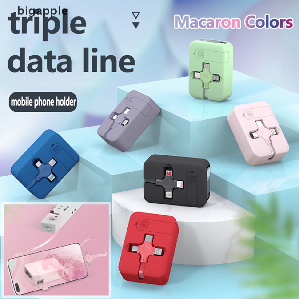 Cáp Sạc Nhanh 3 Trong 1 Cổng Micro USB TYPE-C Có Thể Thu Gọn Tiện Dụng