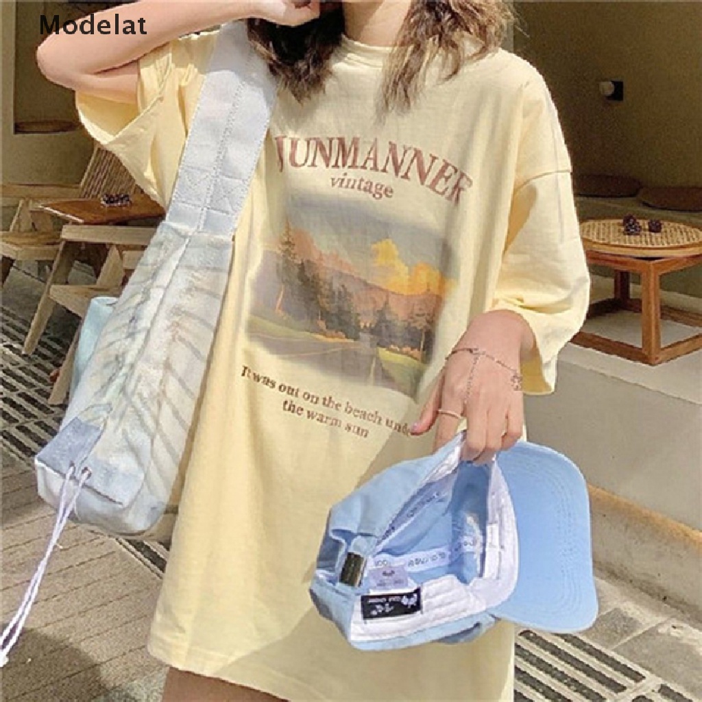 Áo Thun Tay Ngắn Cổ Tròn Dáng Rộng In Họa Tiết Thời Trang Mùa Hè Phong Cách Harajuku Cho Nữ