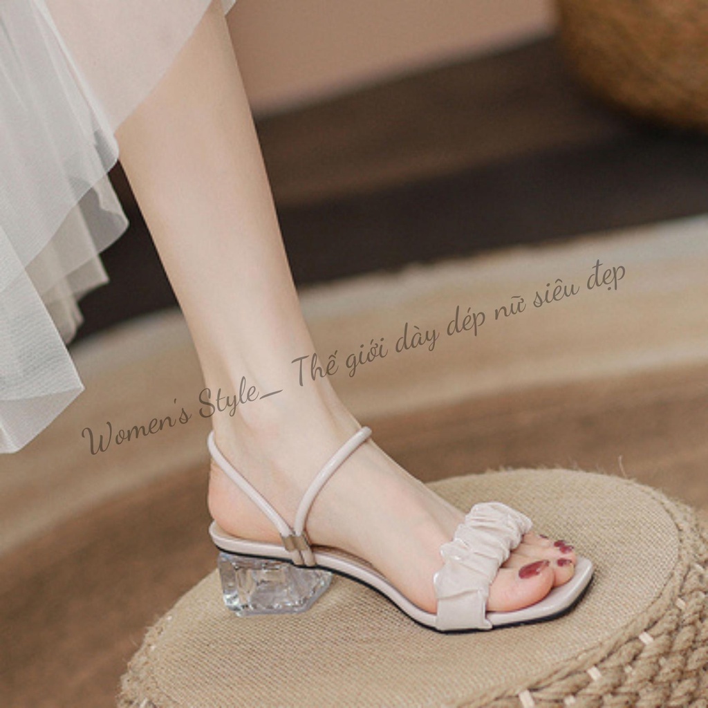 Sandal 2 dây gót trong 4 phân quai bèo đi được 2 kiểu màu trắng chuẩn size 35-39 mã TD28