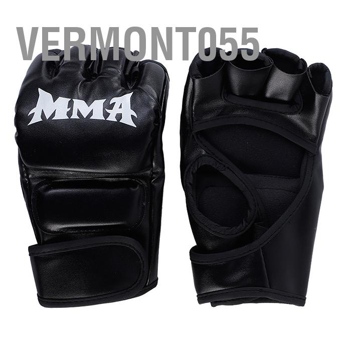 1 Đôi Găng Tay Hở Ngón Tập Boxing Dày Dặn Màu Đen