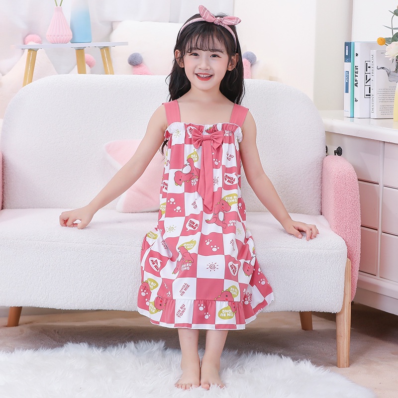 Đầm Ngủ Hai Dây 95-150cm In Họa Tiết Hoạt Hình Dễ Thương Dành Cho Bé Gái