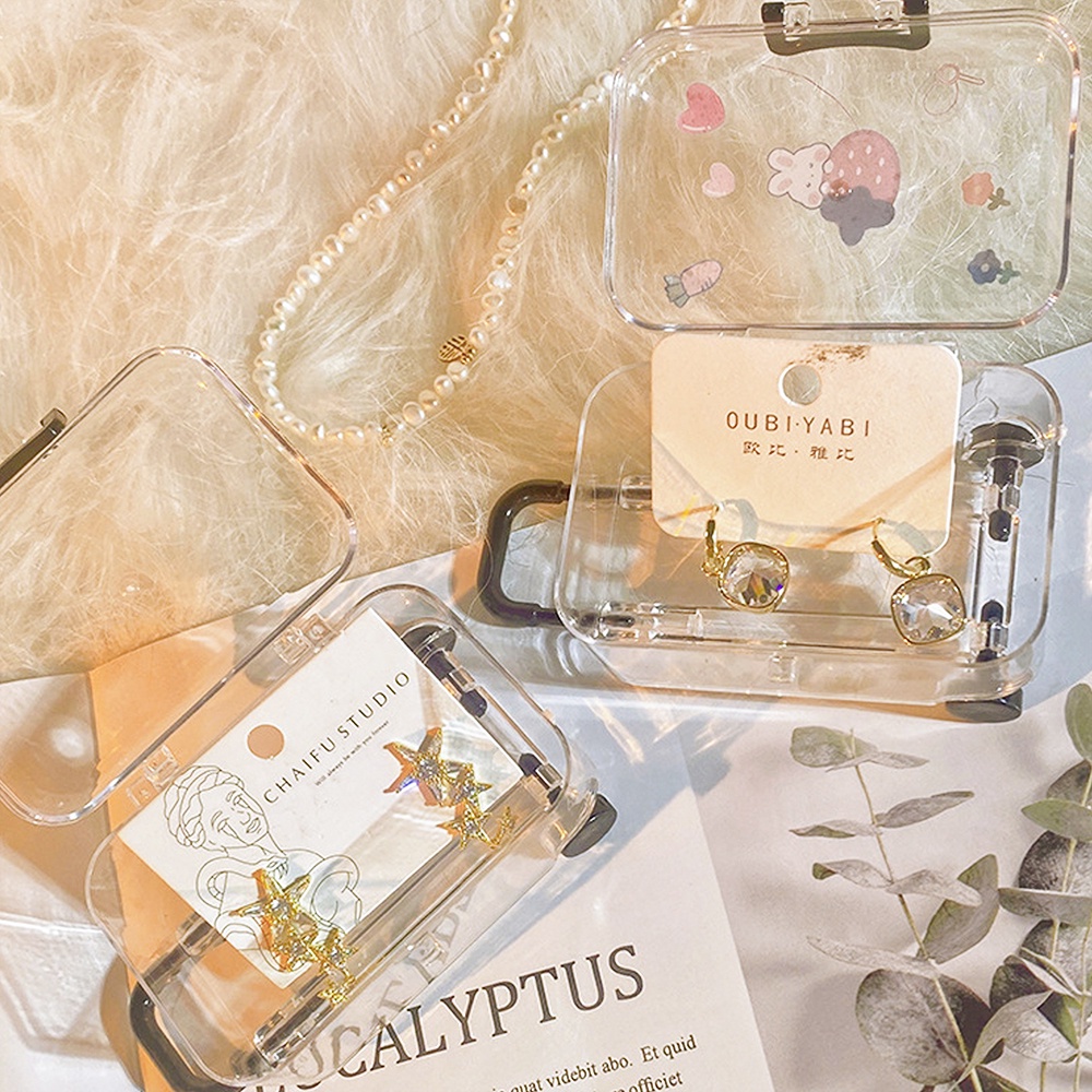 Hộp Đựng Trang Sức Để Bàn Trong Suốt Hình Vali Mini Đơn Giản Sáng Tạo