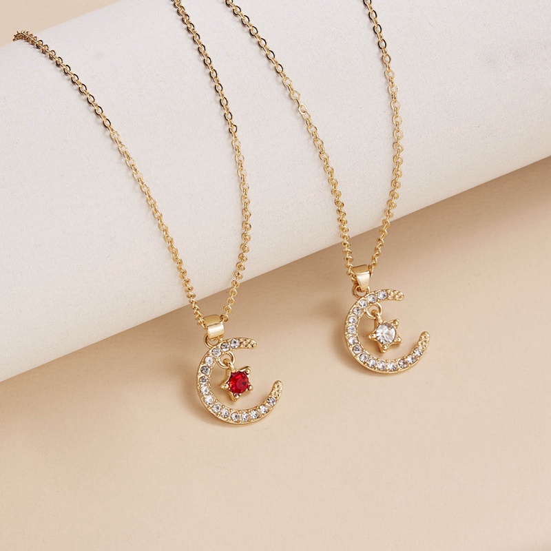Dây Chuyền Mạ Bạc 925 Mặt Hình Trăng Sao Đính Đá Zircon Thời Trang Cho Nữ