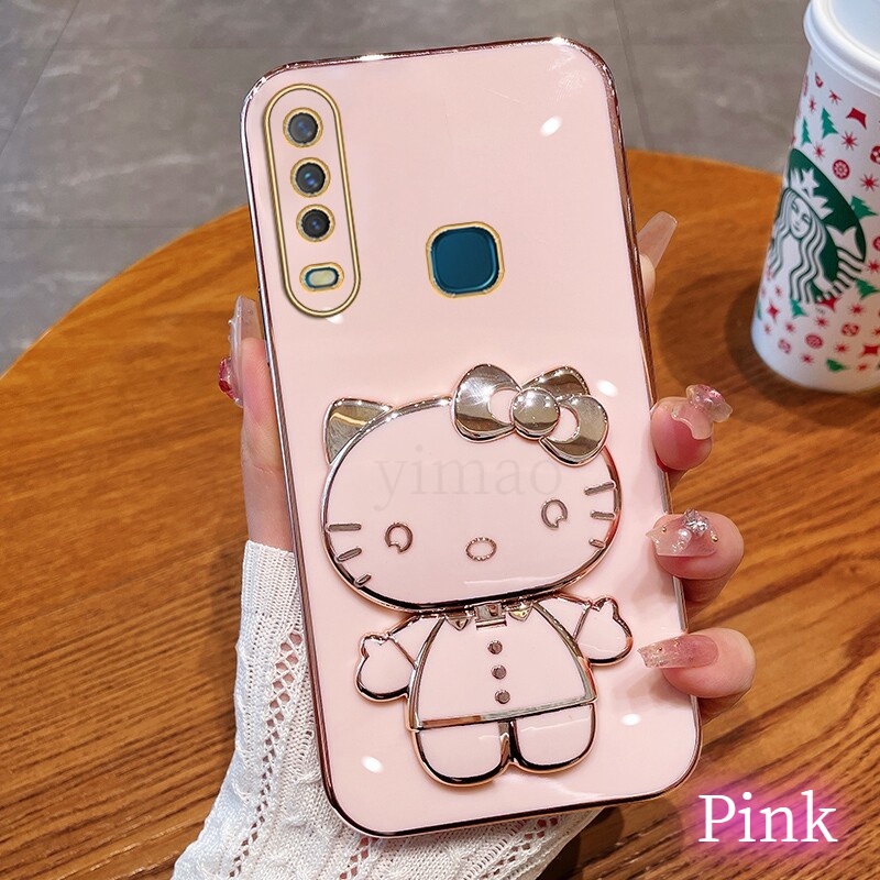 Ốp Điện Thoại Mềm Có Giá Đỡ & Gương 3D Cho Vivo 1916 1928 1901 1902 1903 1904 1906 1915 1933 1818 1819
