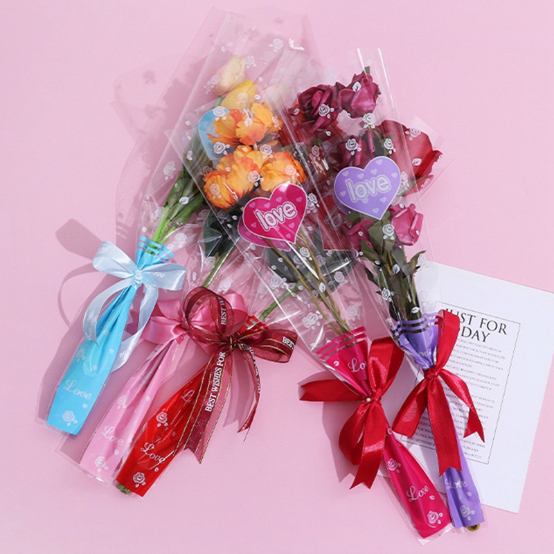 Set 50 Túi Bóng Kính Trong Suốt Đựng Hoa Hồng Diy Đa Ứng Dụng