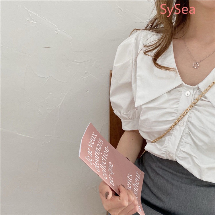 Áo Kiểu Tay Phồng Cổ Chữ V Form Rộng Phong Cách Pháp