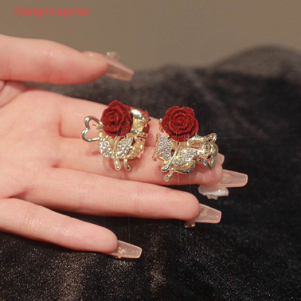 Kẹp Tóc Hình Hoa Hồng Đính Đá Phong Cách Retro Thời Trang Cho Nữ