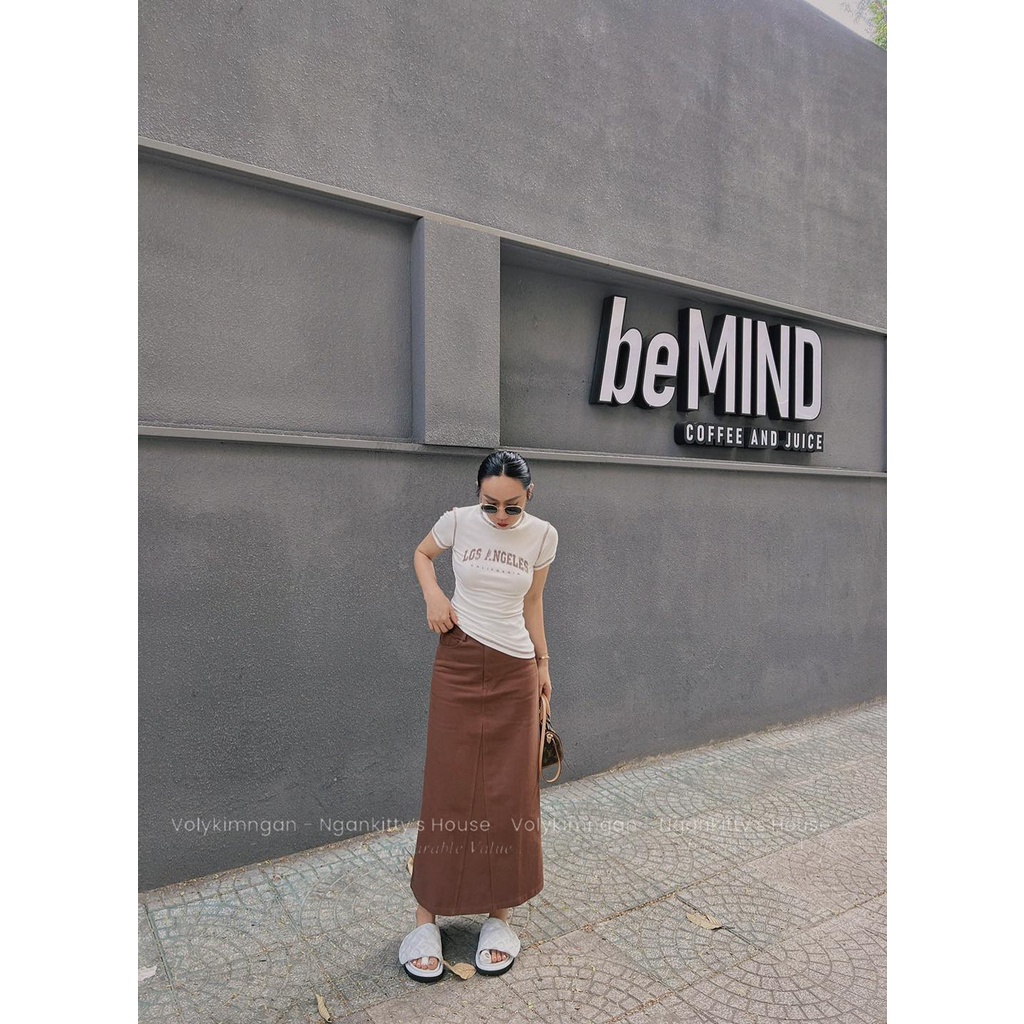 Chân váy kaki dài