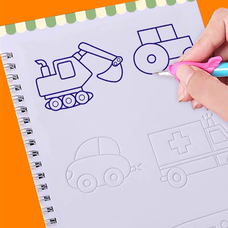 Sách Tập Vẽ Có Rãnh Bút Điều Khiển Màu Đỏ Dành Cho Trẻ Mẫu Giáo