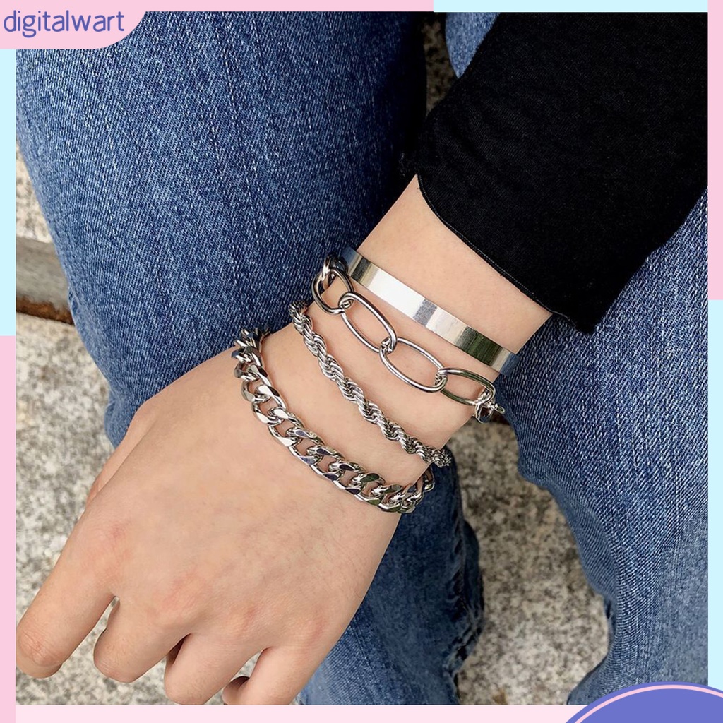 Set 4 Vòng Đeo Tay Mạ Điện Không Phai Phong Cách Vintage Thời Trang Cho Nữ