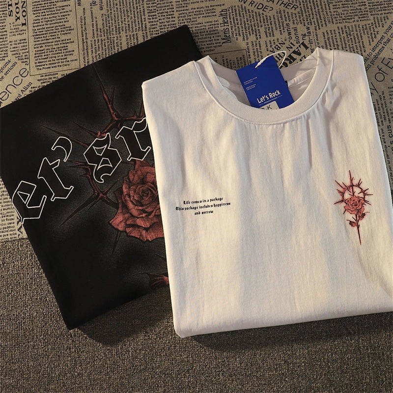 American Fashion Brand Retro Rose Cotton Vest Men's Loose Outer Wear Ins Street Style Sleeveless T-shirt Sports Top XCUU