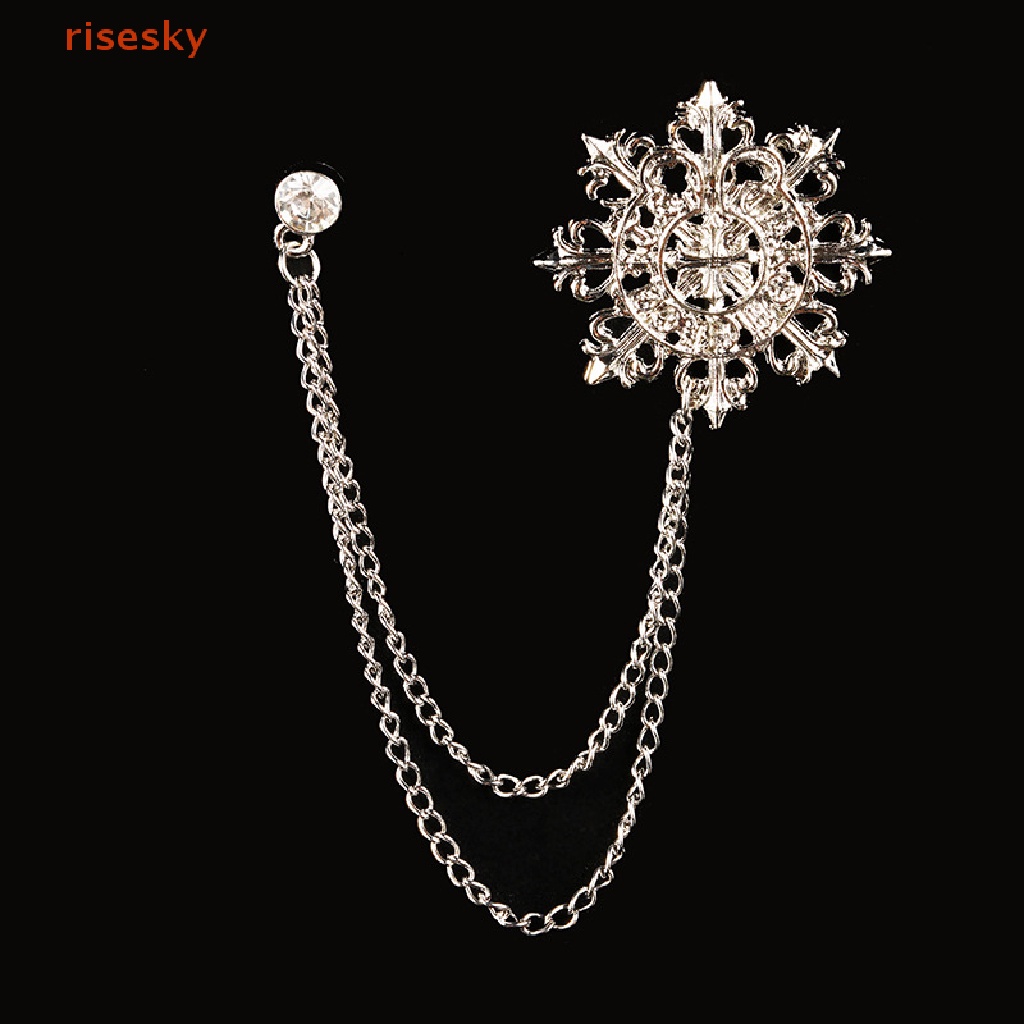 Ghim Cài Áo Hình Vương Miện / Hoa Đính Pha Lê Phối Dây Xích Tua Rua Thời Trang Cho Nam Và Nữ