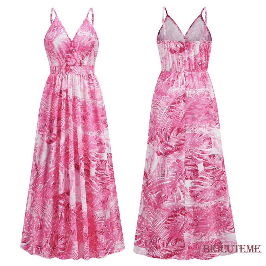 Đầm Hai Dây Cổ Chữ V Họa Tiết Hoa Phong Cách Boho Thời Trang Cho Nữ