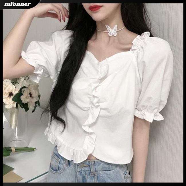 Áo Thun Tay Ngắn Cổ Vuông Màu Sắc Thanh Lịch Dành Cho Nữ