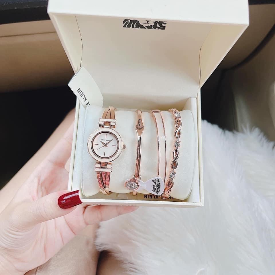 Set Đồng hồ kèm lắc tay Anne Klein AK/3284LPST tone hồng cực xinh săn deal off khủng 3451.00F
