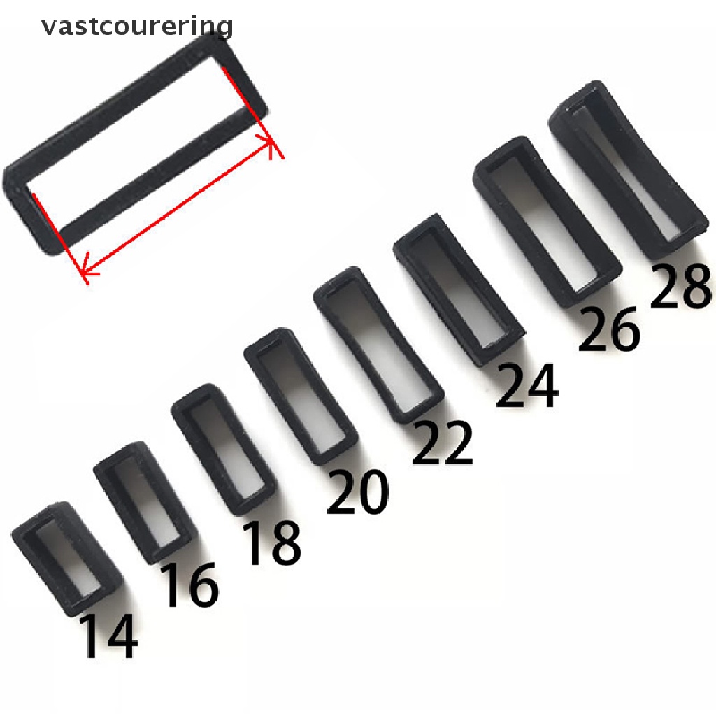 Dây Đeo Đồng Hồ Bằng Silicone Màu Đen 7 Kích Cỡ Đa Dạng 14-26mm