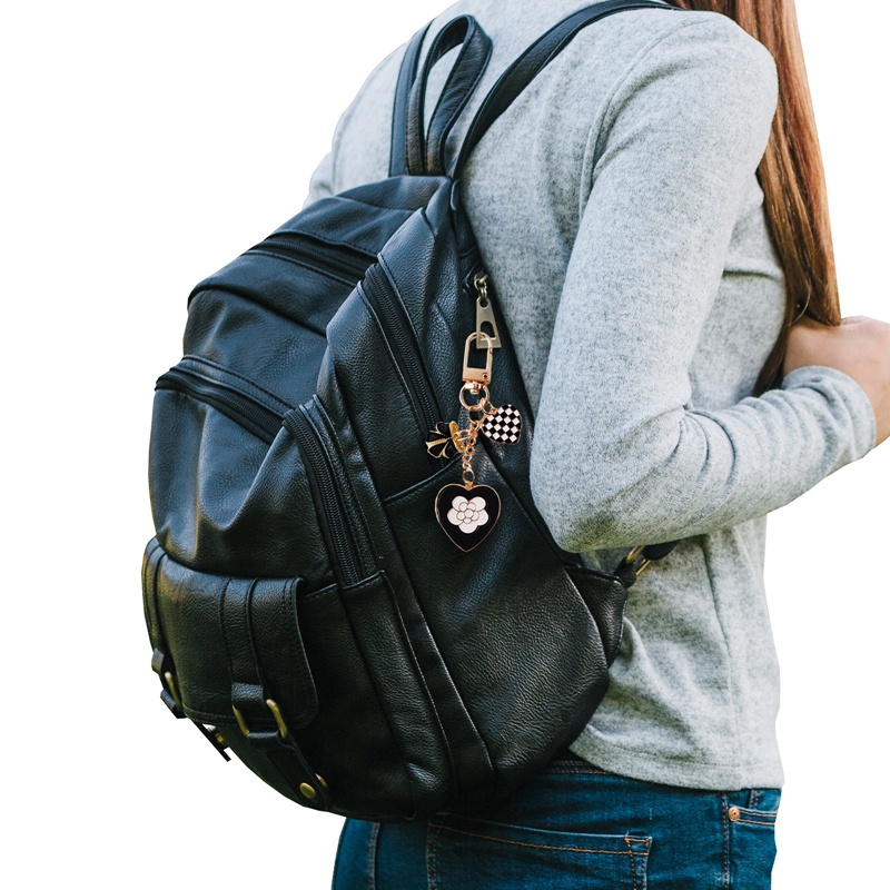 Móc Khóa Mạ Bạc Hình Trái Tim Đính Nơ Xinh Xắn