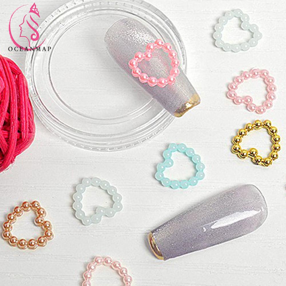 [Hàng mới về] Phụ kiện trang trí móng tay nghệ thuật hình mặt trăng ngôi sao 3D nhiều màu sắc đính ngọc trai giả DIY