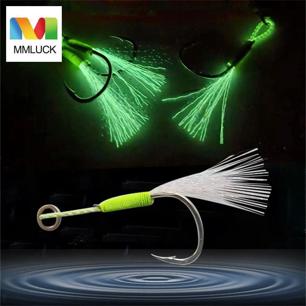 Set 10 lưỡi câu cá MMULCK móc đơn thép carbon có lông vũ độ phát sáng cao tiện lợi