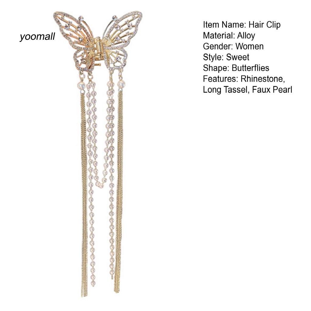 / Yo / Kẹp Tóc Càng Cua Dài Chống Trượt Chống Rơi Có Tua Rua Cho Cô Dâu