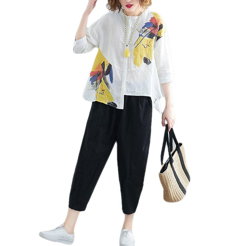 Set Áo Sơ Mi Dáng Rộng + Quần Dài Thời Trang Cho Nữ