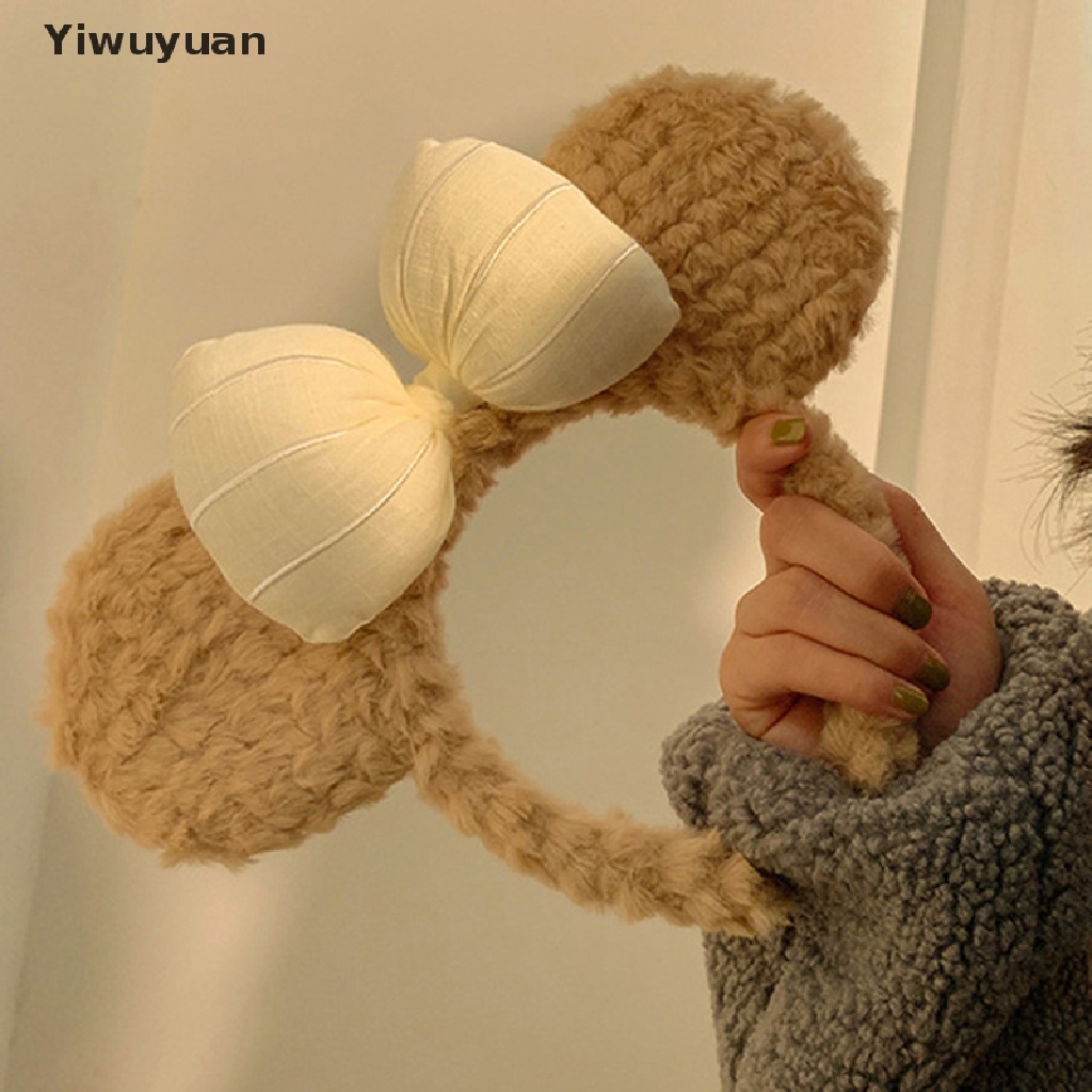 Băng Đô Cài Tóc Rửa Mặt Mùa Đông In Họa Tiết Tai Gấu Hoạt Hình Dễ Thương Cho Nữ