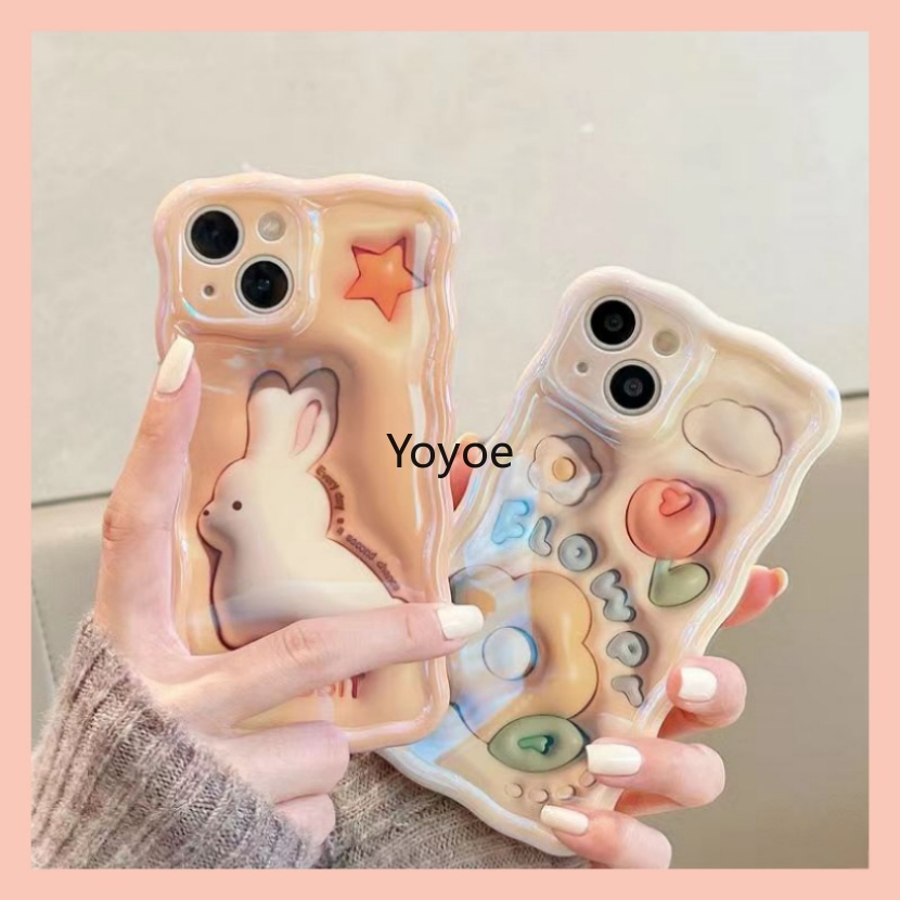 Ốp Điện Thoại Silicon Mềm Trong Suốt Họa Tiết Hoa / Thỏ 3D Chống Sốc Cho iPhone 14 13 12 11 Pro Max X XS XR 7 8 Plus SE