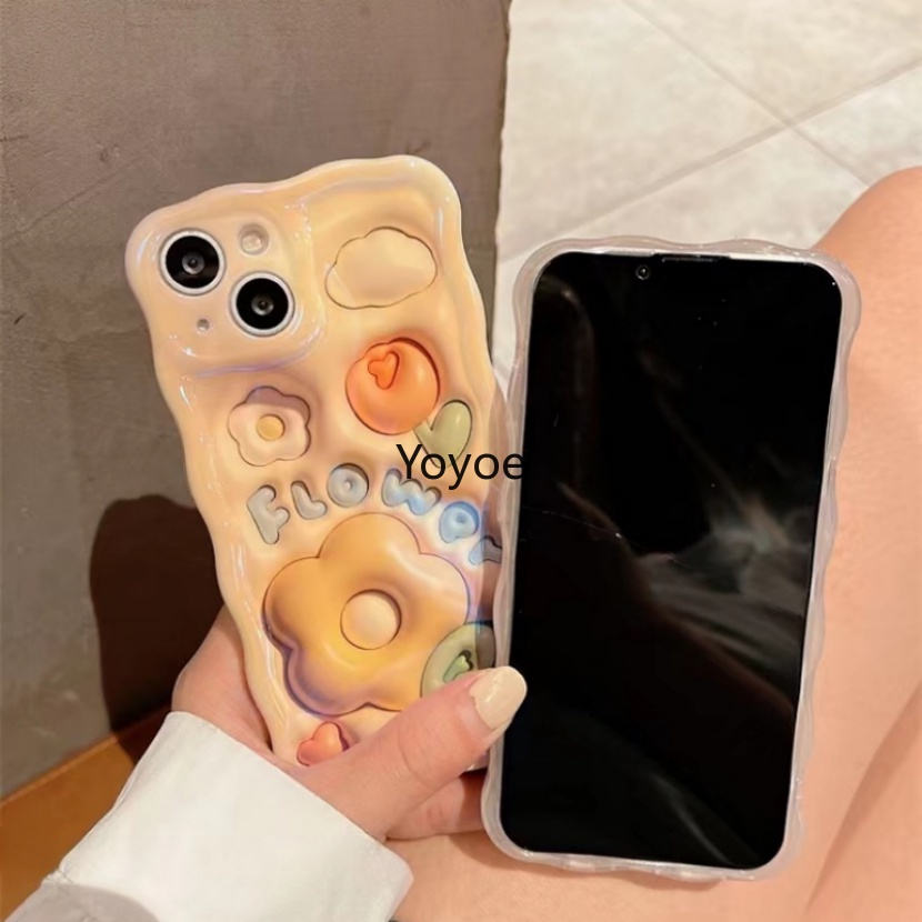 Ốp Điện Thoại Silicon Mềm Trong Suốt Họa Tiết Hoa / Thỏ 3D Chống Sốc Cho iPhone 14 13 12 11 Pro Max X XS XR 7 8 Plus SE