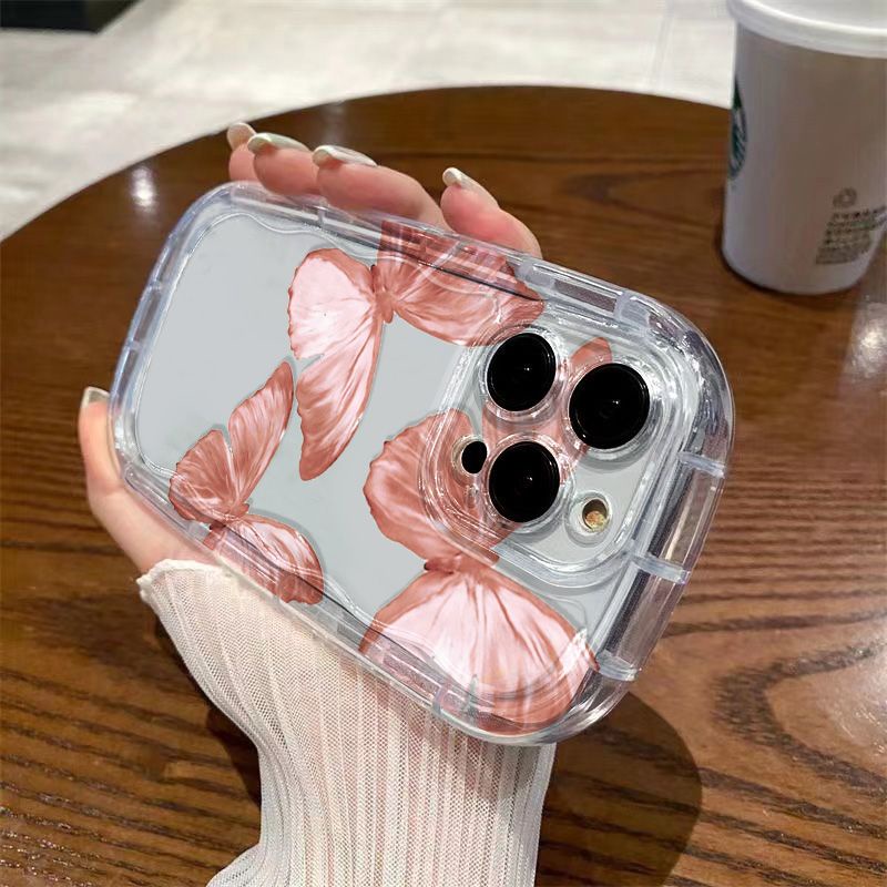 ✅Ốp Điện Thoại Mềm Trong Suốt Chống Sốc In Hình Bướm Hồng Cho Iphone 11 8P Xs13Iphone1412 / promax 7 xr