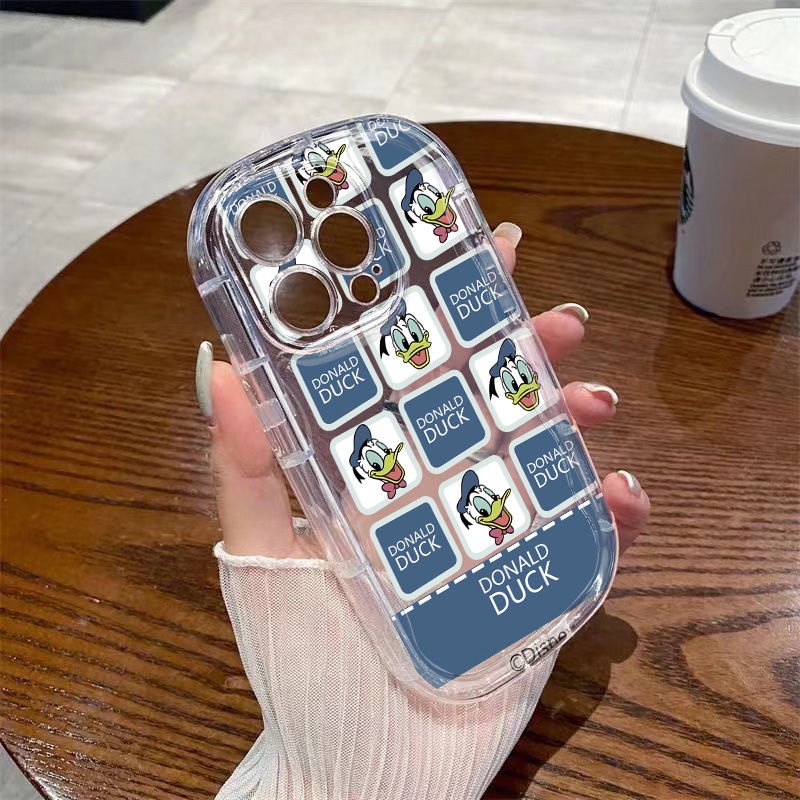 ✅Ốp Điện Thoại Dẻo Trong Suốt Họa Tiết Kẻ Sọc &amp; Vịt Donald Dễ Thương Chống Sốc Cho Iphone14 712 / 13 8p 11 Xr 699B Promax