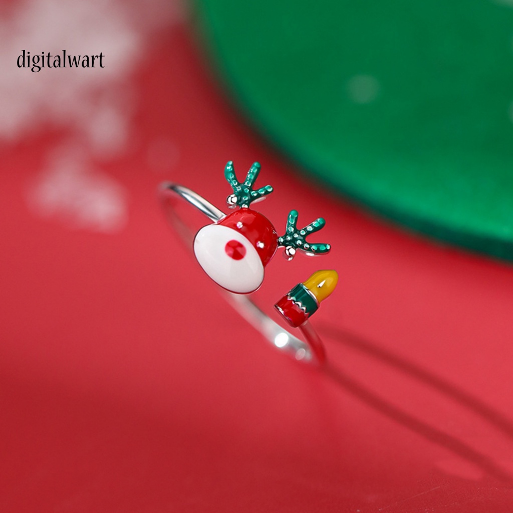 Kỹ Thuật Số| Nhẫn Hở Mạ Vàng Trắng Hình Tuần Lộc Màu Sắc Xinh Xắn Thích Hợp Làm Quà Tặng Cho Bạn Gái