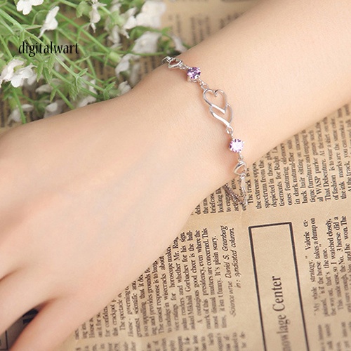 Kỹ Thuật Số| Vòng Tay Mạ BạC 925 ĐíNh Đá HìNh Tim Xinh XắN