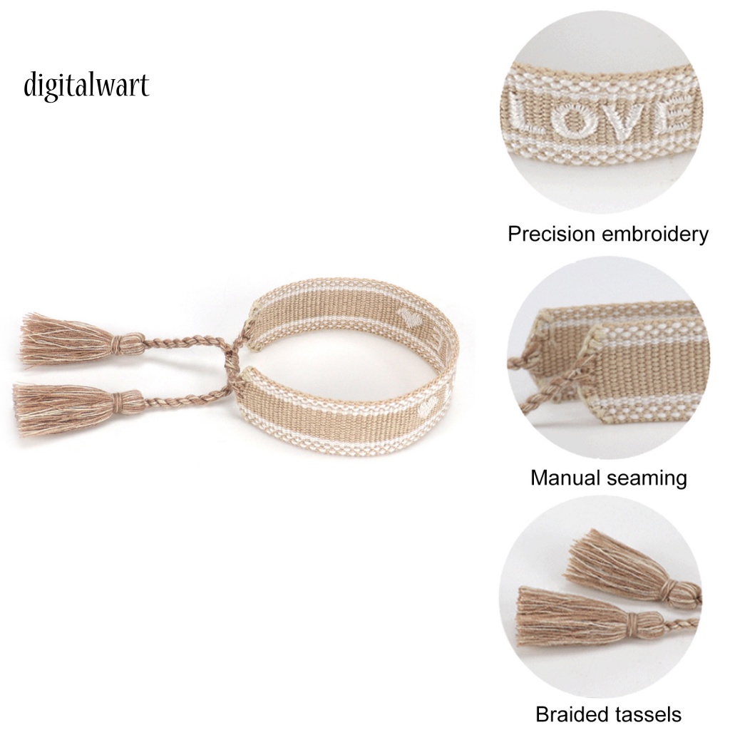 Kỹ Thuật Số| Vòng Đeo Tay Dạng Quấn Thêu Chữ n Phối Dây Tua Rua Tinh Tế Thời Trang Cho Bạn Bè