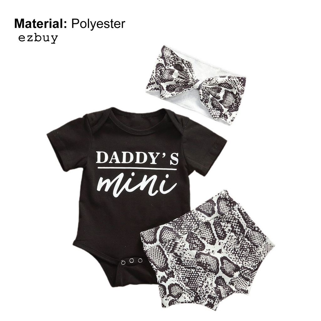 Bộ 3 Món Áo Liền Quần In Chữ + Quần Short Lưng Thun + Băng Đô Độc Đáo Thời Trang Mùa Hè Cho Bé