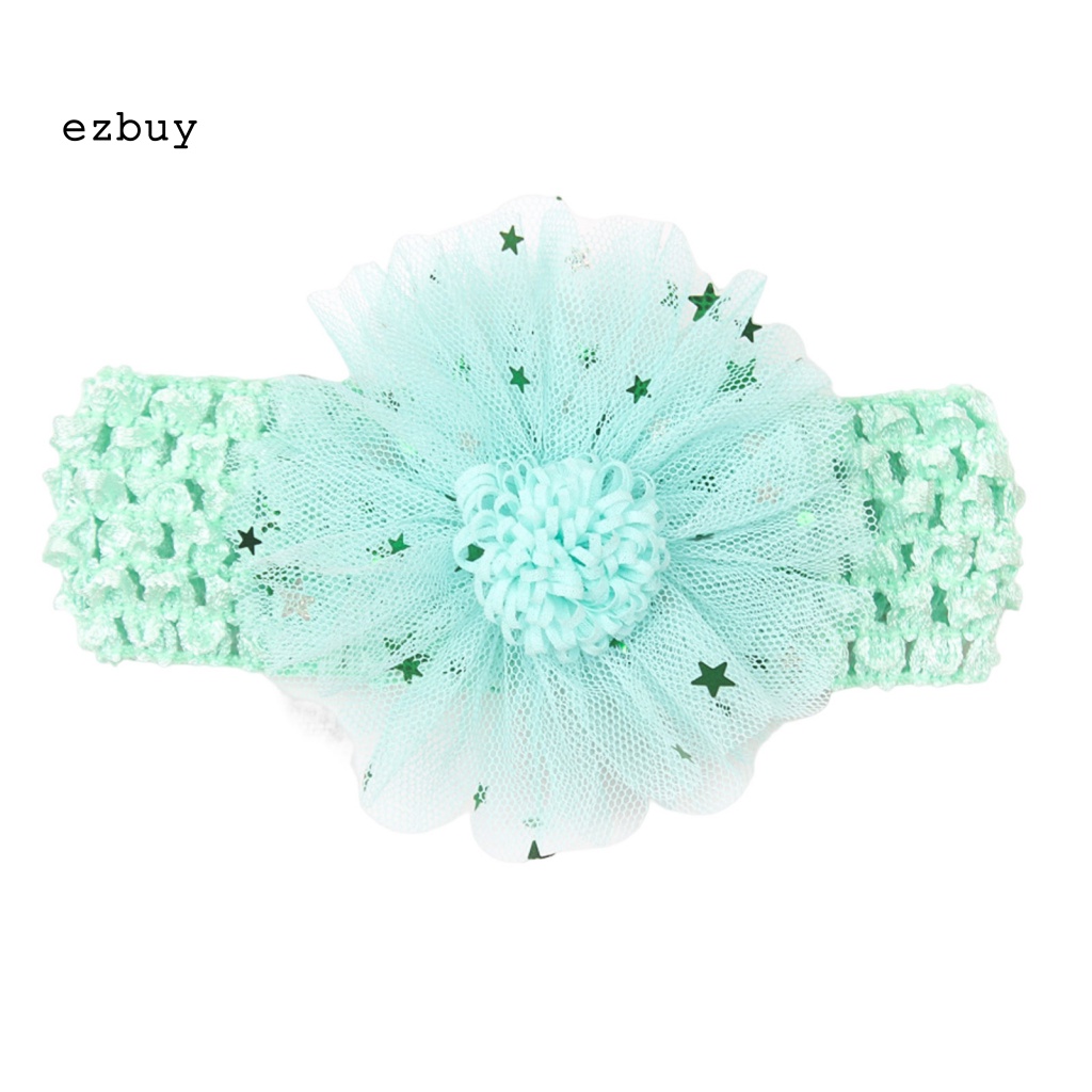 [EY] Băng Đô Cài Tóc Mềm Mại Phối Ren Lưới Thiết Kế Hình Hoa Đính Kim Sa Đáng Yêu Quyến Rũ Phong Cách Công Chúa Mùa Hè